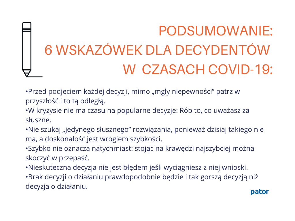 6 wskazówek dla decydentów  w  czasach Covid-19